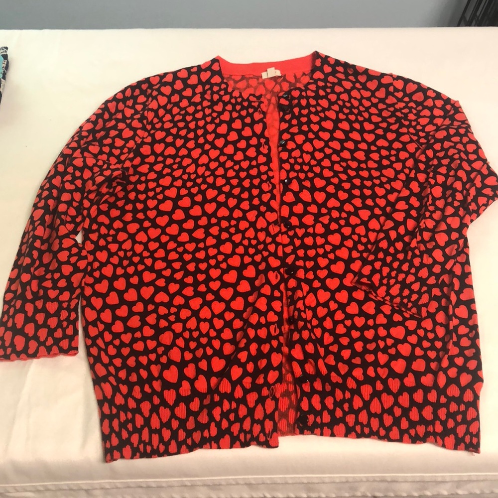 Ladies J Crew heart sweater (Mommy & Me) L